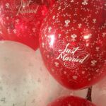 rote und weiße Just Married Ballons Heliumballons Hochzeit