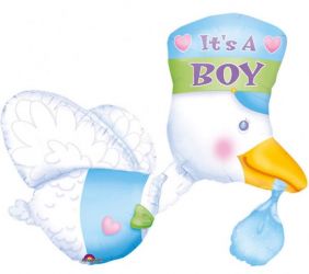 Geburt Storch blau